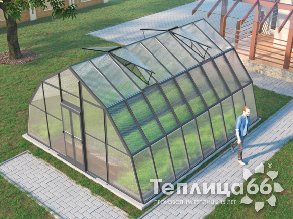 Теплица Рада Балхаш из поликарбоната, 5х6 метров, графитовая